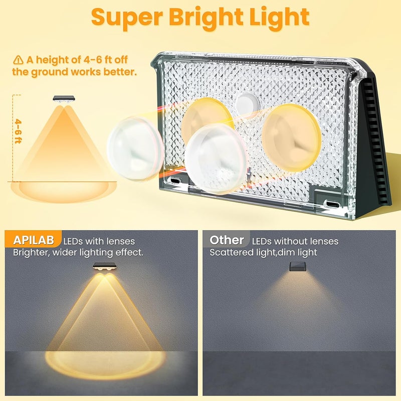 APILAB Solar Fence Lights Outdoor 16 Pack - 3 Modes (Warm/Neutral/Cool White), Fence Lights Solar Powered for Outside, IP65 Waterproof, Deck Lighting for Wall, Step, Patio, Pathway, Stairs - Image 4